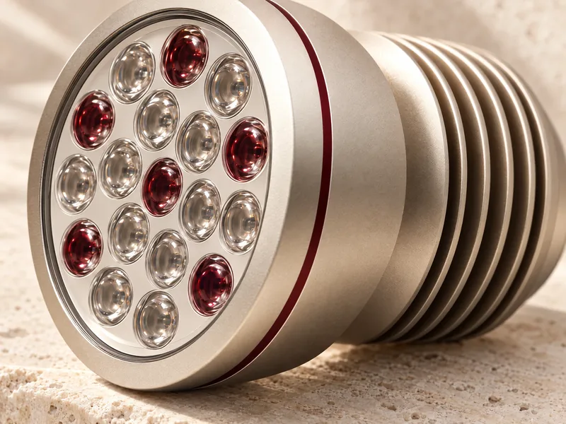 Detalj Focus optike, metalnog obruča i rashladnih rebara